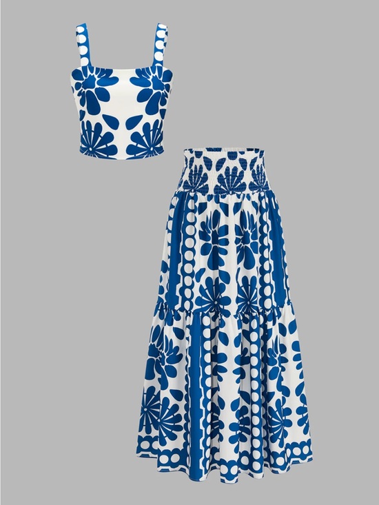 Commense Dresses & Skirts - Commense Floral Print Cami Top & Smocked Skirt Set Size Medium NWT